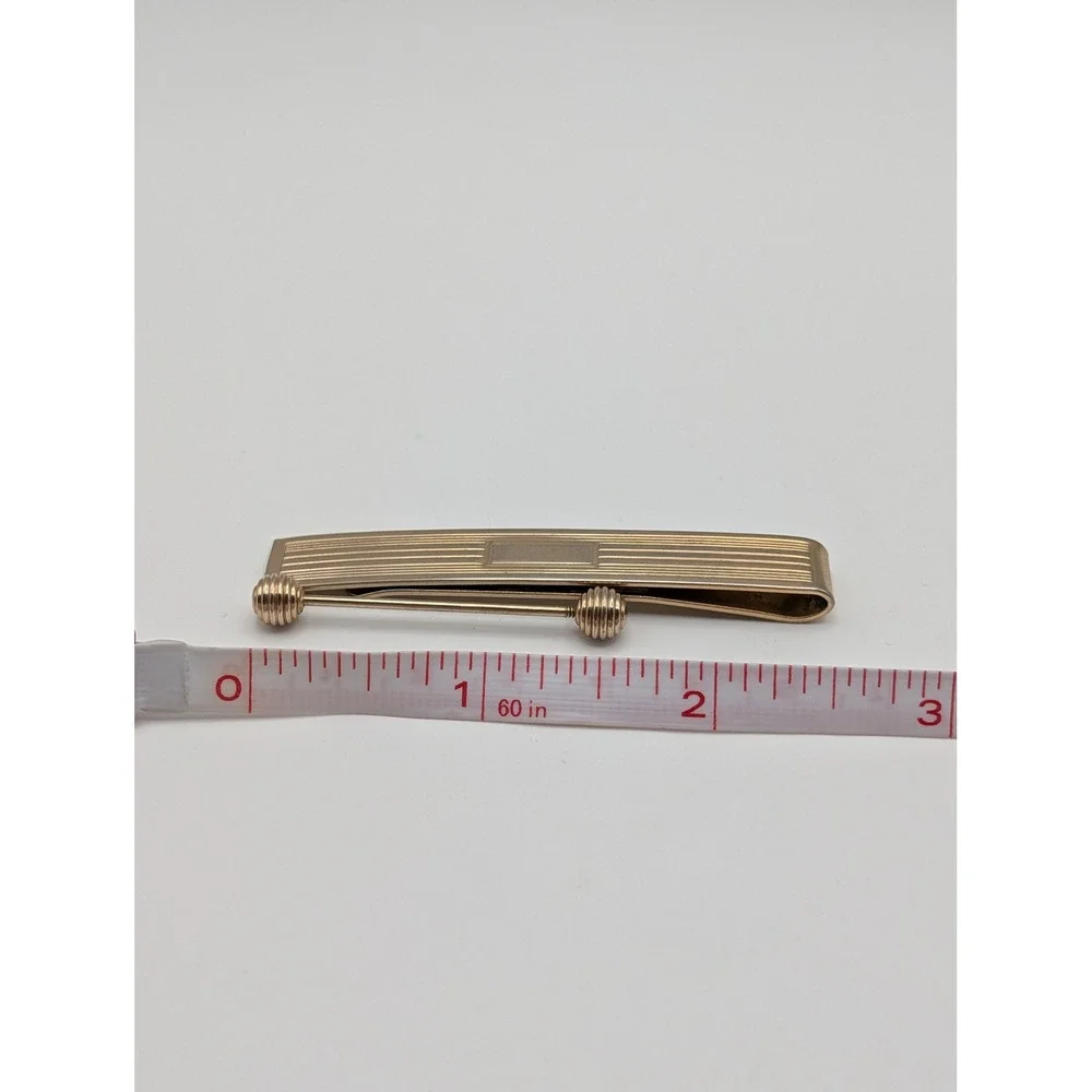 Vintage Gold Tone Tie Clip & Collar Bar Lot Ribbed Mens Formal Accessories